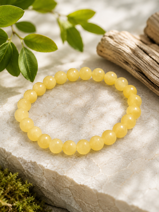 Yellow Jade Stretch Bracelet - 7.5 inches